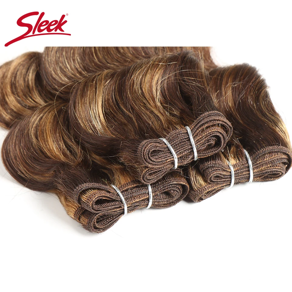 Sleek Hair Brazilian Nature Body Wave Human Hair Double Drawn Piano Color 4/27# 27# Burg# Bundles Hair Extension 3Pcs/Lot