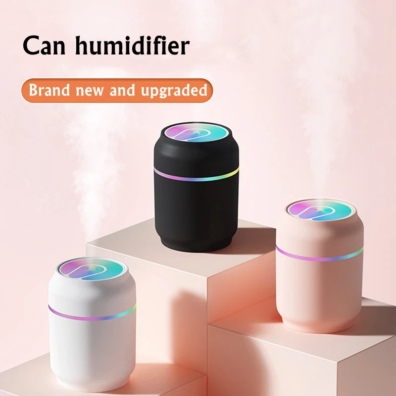 Creative Zip-top Can Air Humidifier USB Mist Maker Fogger with Colorful LED Light for Home Car Portable Mini Aroma Diffuser