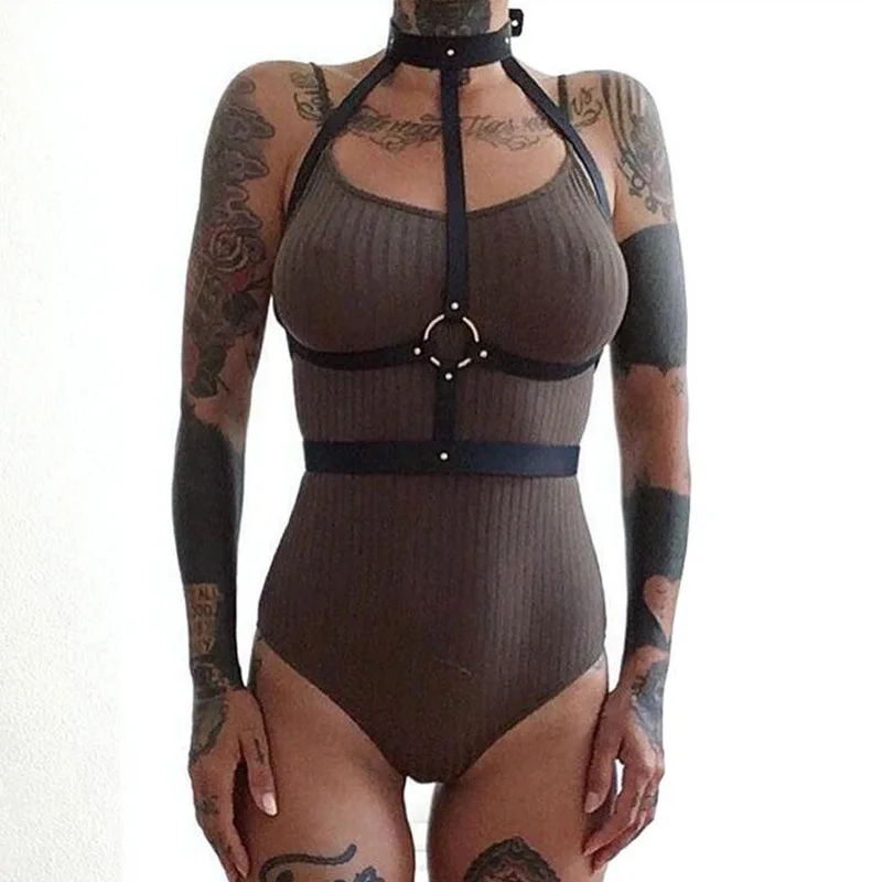 Sexy Leather Harness Bra Women Lingerie Garters Belt Bdsm Bondage Body Chest Harness Waist Belt Harajuku Gothic Sword Belt