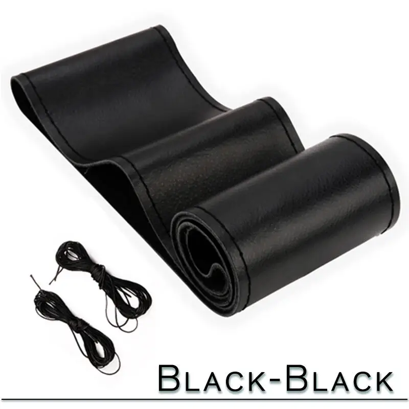 38 cm 15 zoll Auto Lenkrad Geflecht Abdeckung Künstliche leder Nadeln Und Faden Weiche Nicht-slip Auto Innen zubehör Kits