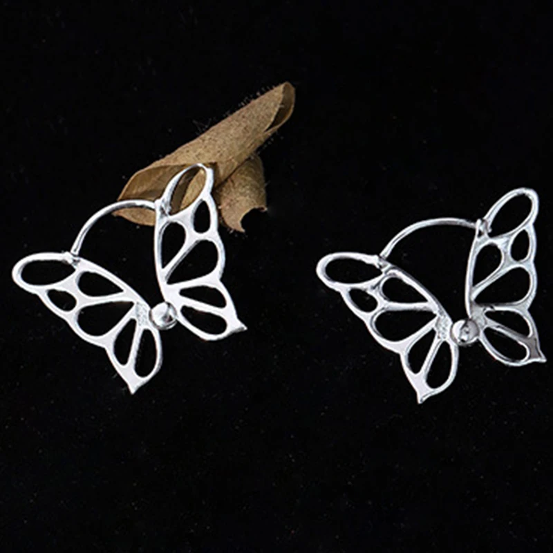 925 Sterling Silver Butterfly Cuff Hoop Stud Earrings for Women Girl Gift