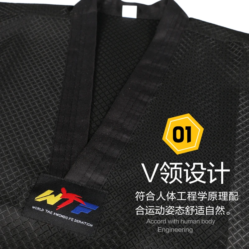 Black Taekwondo Uniform Dobok Adult Kids Male Female Taekwondo Dobok Cotton Suits Jodo Uniform Taekwondo Clothes Tae Kwon Do Set