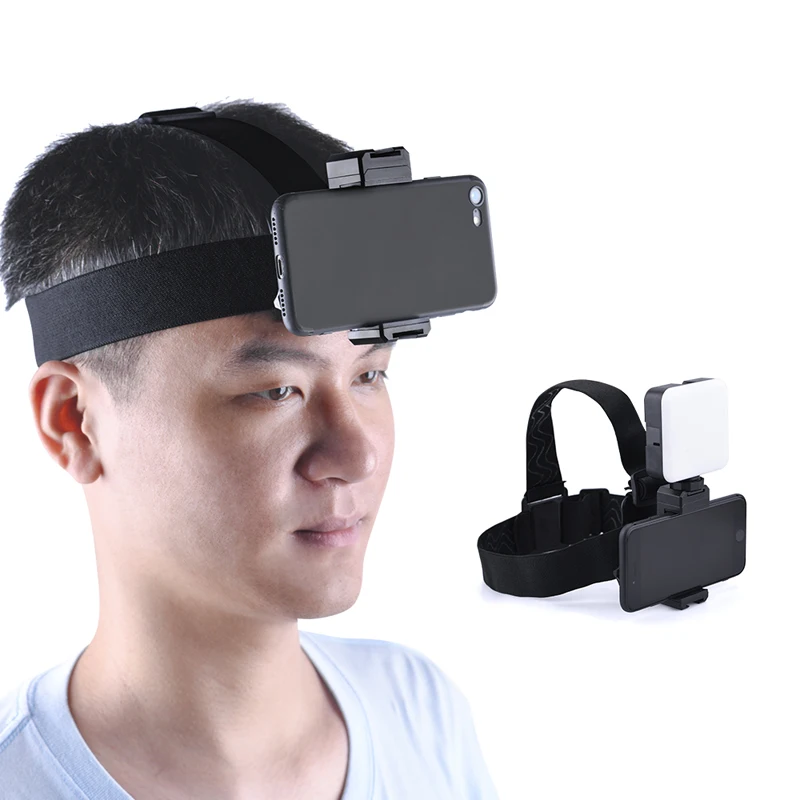 Head-Mounted Mobile Phone Holder,First-Person View Video Outdoor Live Shooting Bracket With Phone Clip(7~10cm)