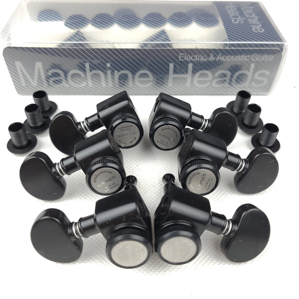 1 Set Kaynes 3R3L Locking Electric Guitar Machine Heads Tuners For LP SG Electric Guitar Lock String Tuning Pegs Black