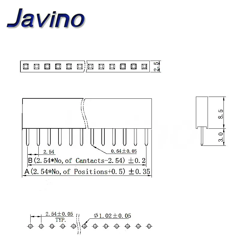 10PCS 2.54mm Single Row Pin Female Pin Header Socket 1*2p 3p 4p 5p 6p 7p 8p 9p 10p 12p 14p 16p 20p 40p Pin Connector