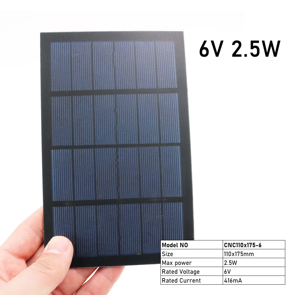 6 V  2.5 4.2  7 W Output USB Solar Cell Outdoor 18650 Battery Charger USB Female Port 6V Charge Regulators Solar Panel