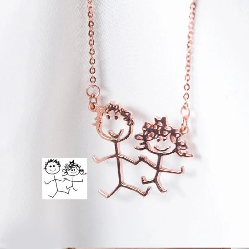 DOREMI Children's Drawing Necklace Kid Artwork Necklace Kid’s Art Necklace – Wearable Art - Drawing jewelry – Art jewelry