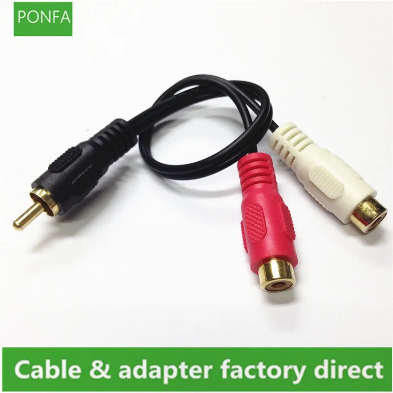 2 RCA Male to 1 RCA Female OFC Splitter Cable for Car Audio System for Subwoofer for Portable Speaker 0.25m