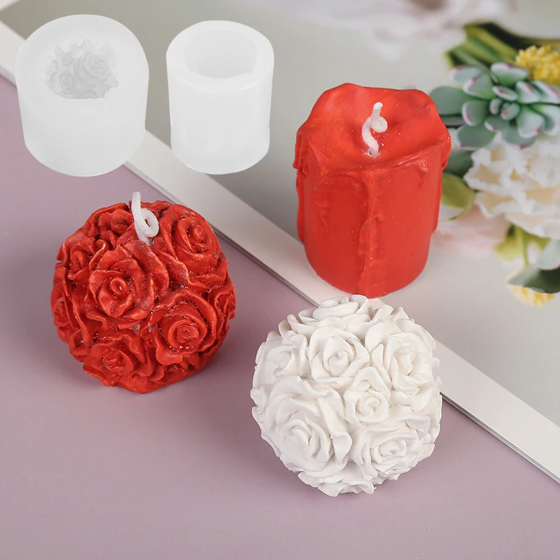 Creative Round Flower Ball Candle Wax Silicone Mold Cake Decoration Homemade Fondant Gumpaste Dessert Fondant Diy Mould M2787