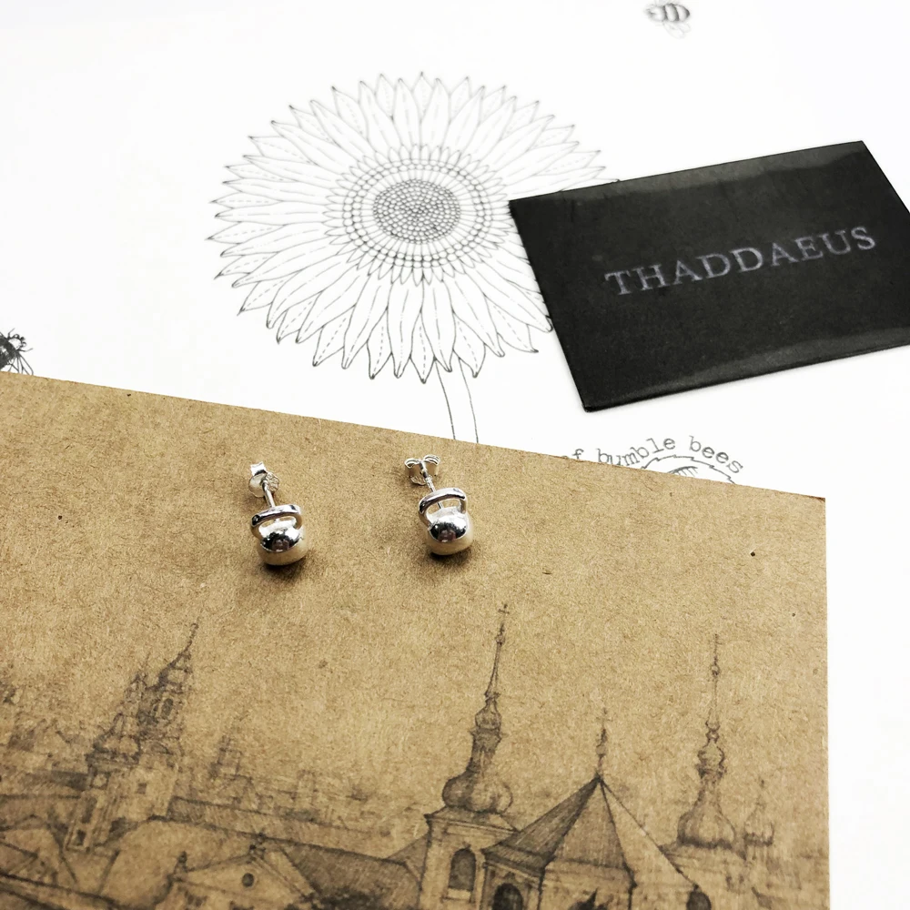 Stud Earrings Kettlebells,Europe Sporty Glam Fashion Good Jewerly For Women Gift In 925 Sterling Silver,Super Deals