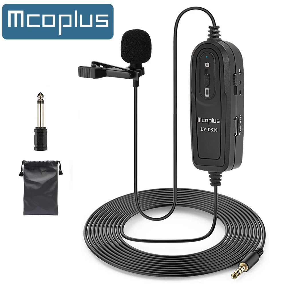 

Mcoplus 3.5mm Plug Cable Clip-On Lavalier Microphone Condenser Mic Vlog Recording Microfono For DSLR Camera Phone PC Tablet