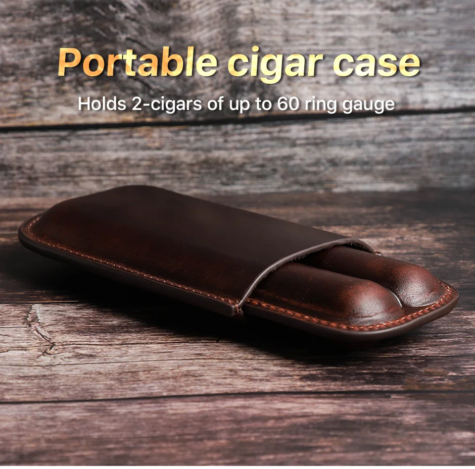 CONTACT'S FAMILY Leather Cigar Case Multiple Cigars Sets Storage Portable Cigar Box Humidor Box for Travel Gift for Man Father