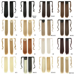 Synthetische Pferdeschwanzhaarerweiterung, Clip in der gefälschten Haarteilperücke, blondes Wickel um Zopf, langes glattes Schwanzpony, 32 10 Hauptverkäufe Lisa Blonde Perücken - №2