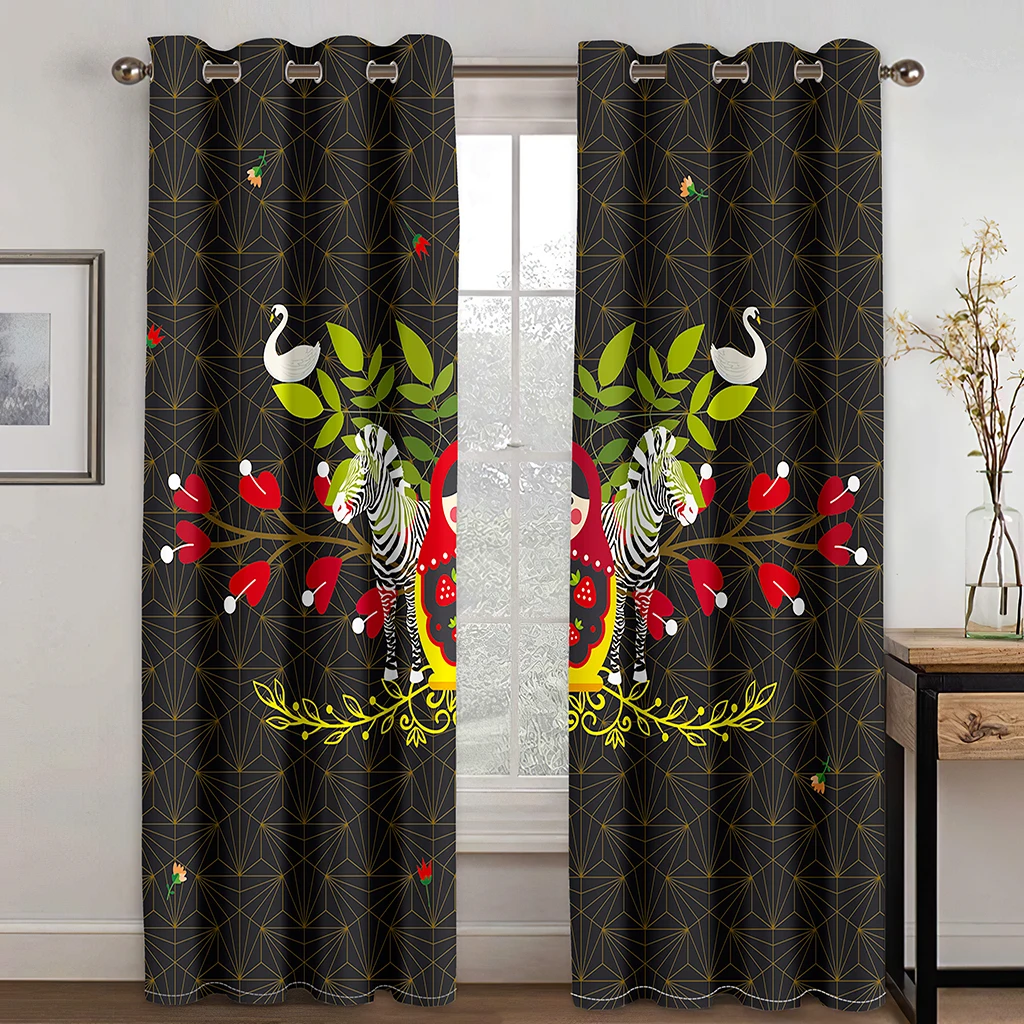 Pretty Girl Printed Backdrop Curtain Bedroom Blackout Curtains Living Room Window Curtain Boho Drapes Decor(2Panels)Cortinasカーテン