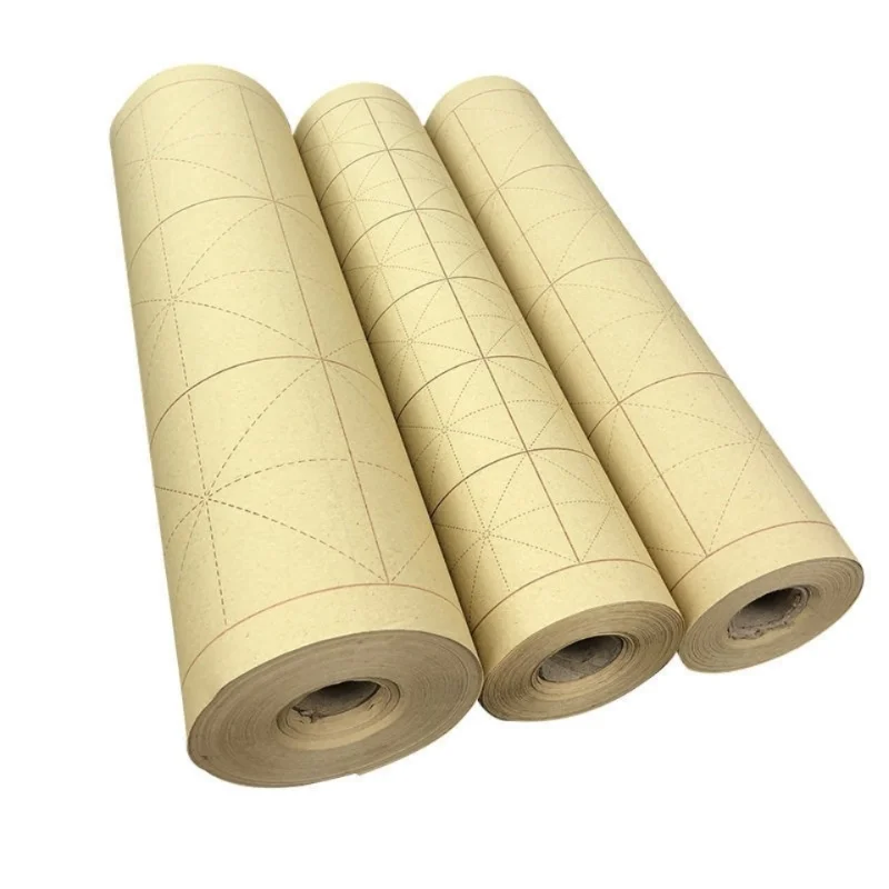 

Rolling Half Ripe Xuan Paper Beginner Bamboo Pulp Xuan Paper Chinese Bamboo Calligraphy Paper with Grids Cut Free Riisipaperi