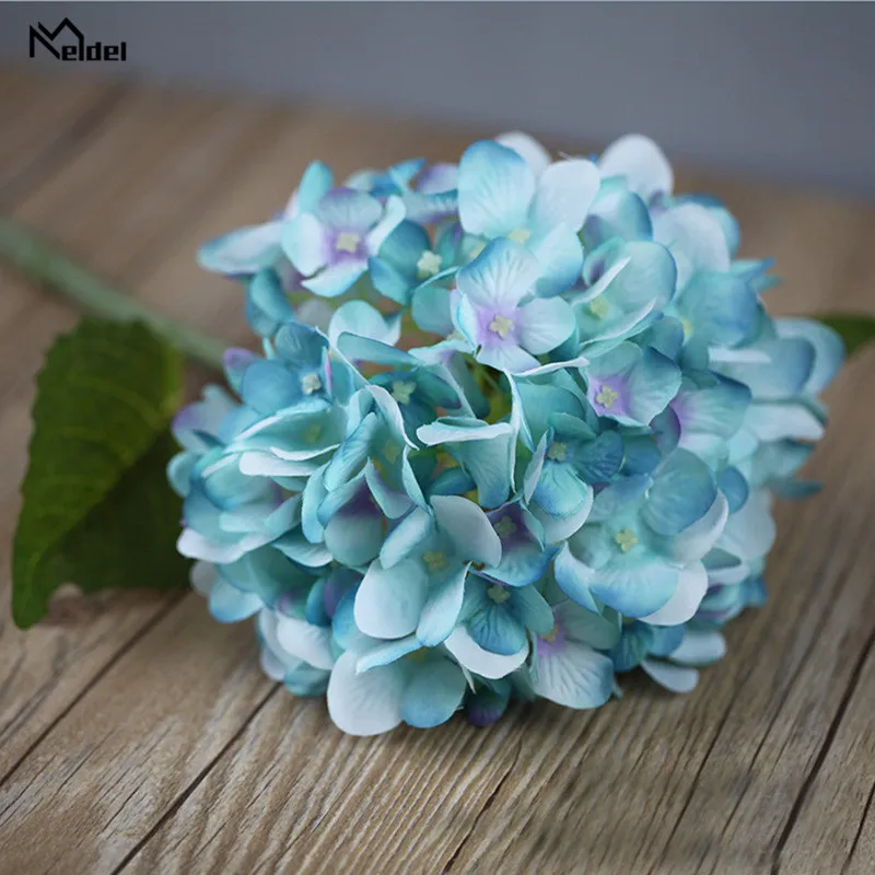 Meldel Hydrangea Flower DIY Wedding Bouquet Artificial Silk Hydrangea Flower Home Table Decor Sister Wedding Simulation Floral