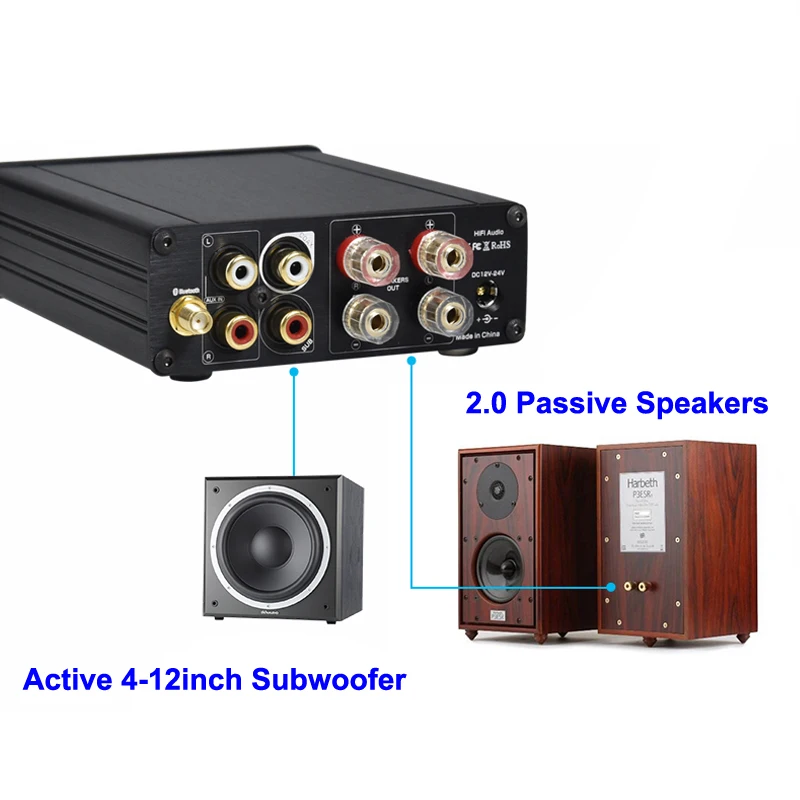 2*80 واط بلوتوث 5.0 LDAC QCC5125 إنفينيون MA12070 الصوت الرقمي الطاقة أمبير 2.0/2.1 مضخم للصوت HiFi مكبر صوت استيريو الفئة D Aux