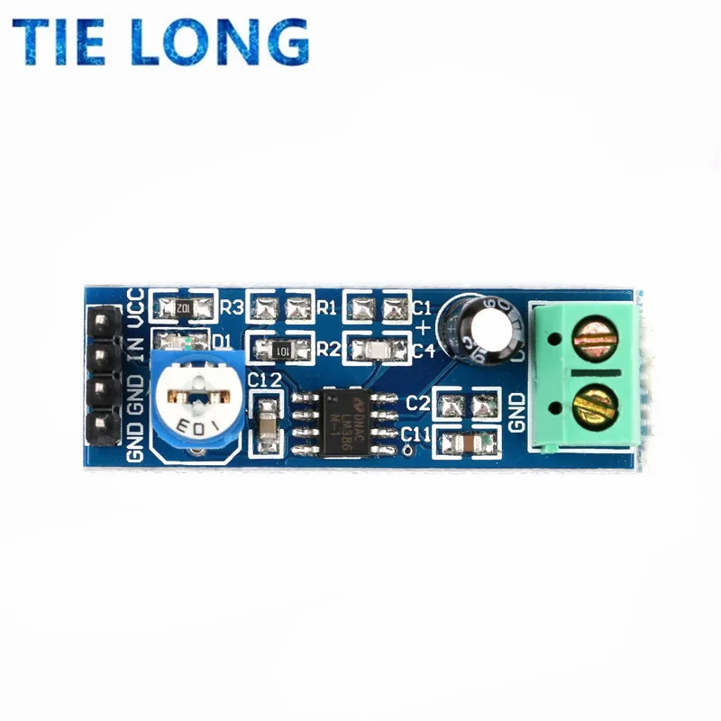 TIELONG LM386 Audio Amplifier Module 200 Times 5V-12V Input 10K Resistance