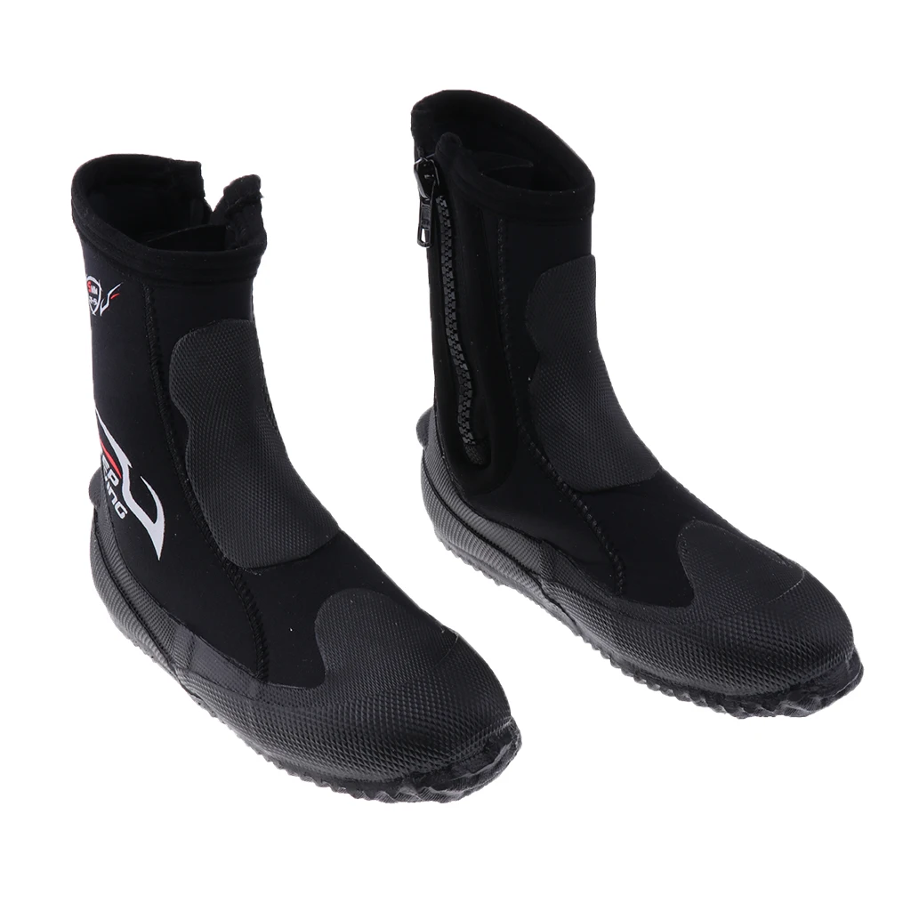 5mm Neoprene Dive Boots Scuba Diving Snorkeling Booties High Cut Zipper Wetsuit Boots Water Sports Shoes Fishing Underwater