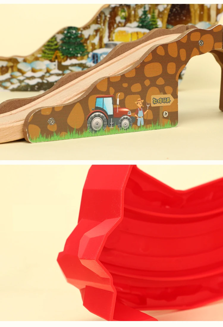 Kinder-Eisenbahn-Spielzeug Holzeisenbahn-Schienen Alle Arten von Brücken- und Schienenzubehör Passend für Marken-Holzschienen Spielzeug für Kinder Geschenk – Detail 6