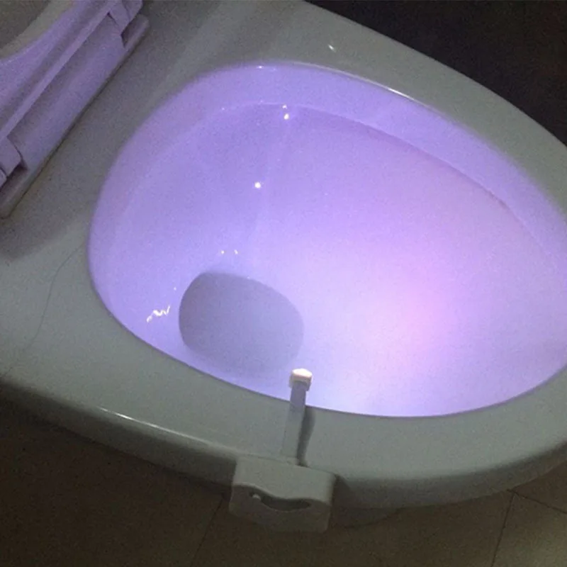 Smart bathroom toilet night light LED on/off seat sensor light activated by human body motion 8 multi-color toilet light heat