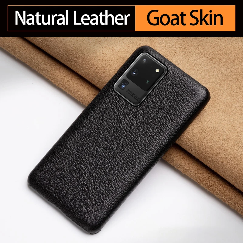 Genuine Leather Phone Case For Samsung Galaxy Note 20 10 9 8 S20 S21 S22 S23 Ultra S10 S9 Plus Luxury Natural Goat Skin Cover