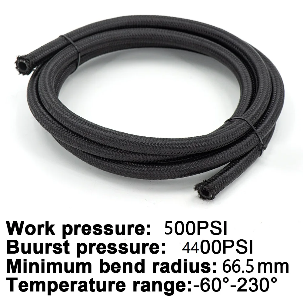 10FT 20FT 6AN AN6 Braided Nylon Hose Fuel Pipe Oil Cooler System Adapter Kit 6AN 0/45/90/180Degree Hose End Fitting