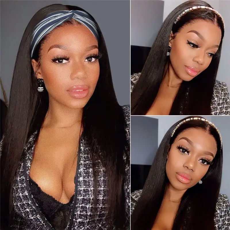 Luvin Women's Headband Wig Synthetic Hair Straight Glueless Brazilian Wigs For Black Women Full Machine Made Fast Delivery
