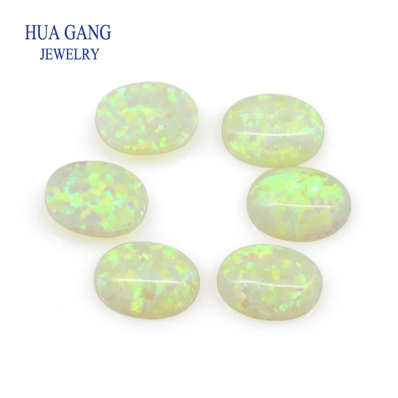 

#52 Synthetic Opal Loose Stones Oval Flat Back Cabochon Created Opal Beads Semi-Precious Stones For Jewelry 3x5mm-10x14mmmm