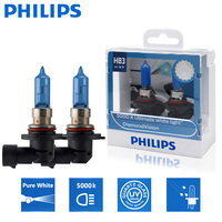 2X Philips HB3 9005 12V 60W P20d Diamond Vision 5000K Super White Light Car Halogen Bulbs Auto Headlight Lamps 9005DVS2, Pair