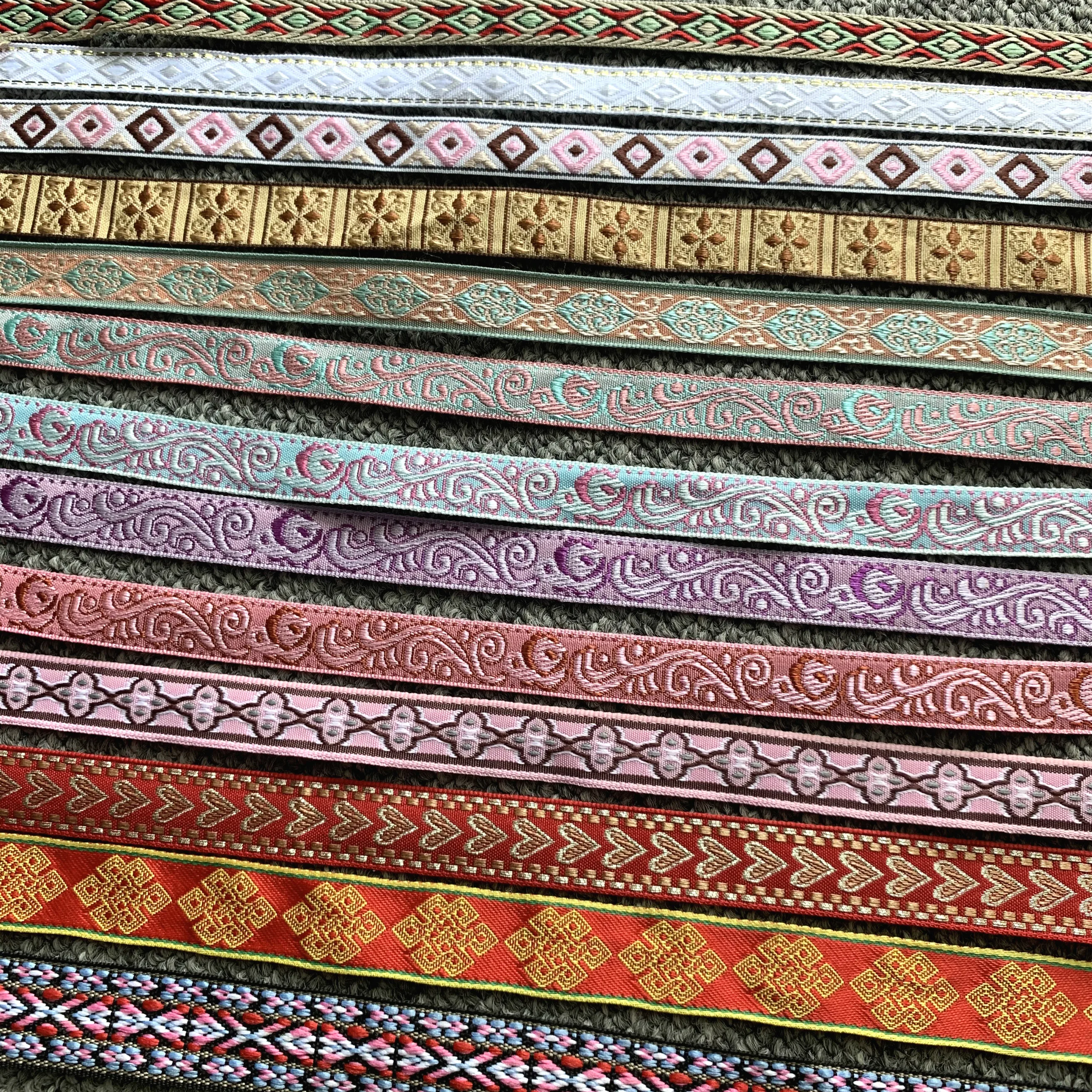 5 YARD 1.2CM~2.1CM Handmade Embroidery Lace Woven Jacquard Ribbon Trims Heart Geometric Design For Clothing Straps Accessory