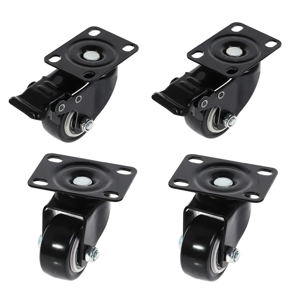 

4 Pack 2in Heavy Duty Caster Wheels Polyurethane PU Swivel Casters with 360 Degree Top Plate 220lb Total Capacity for Furnitures