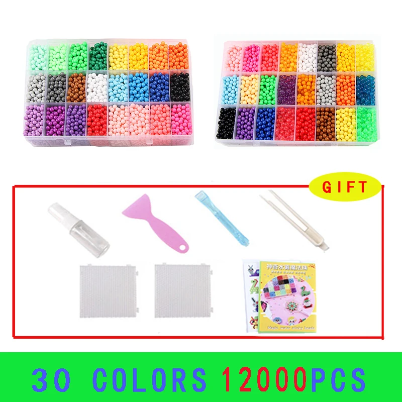 12000pcs Magic Water Sticky Beads giocattoli perline fai da te perline fatte a mano giocattolo Puzzle educativo bambini Hama Bead per ragazze ragazzi Kit