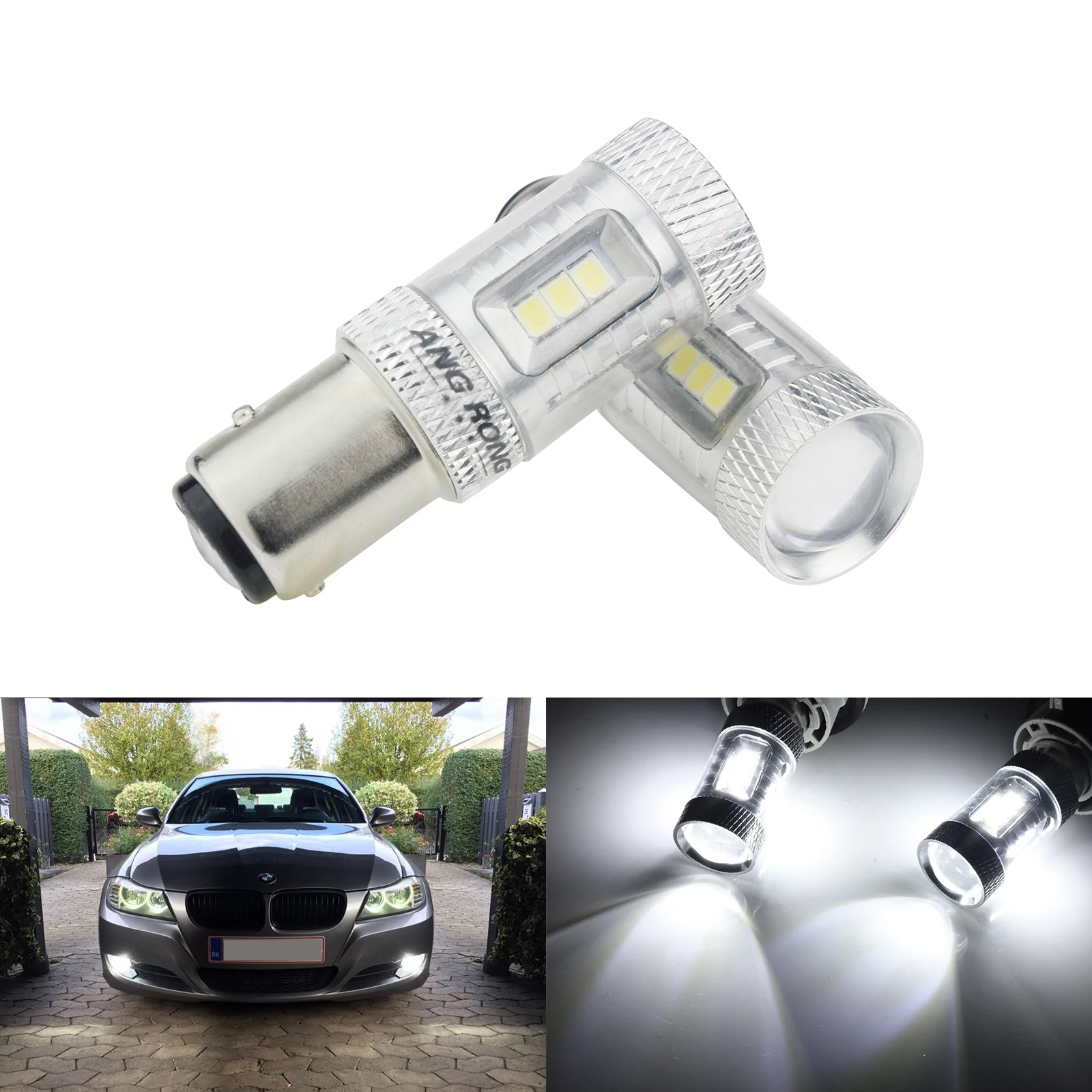 ANGRONG 2pcs White 1157 380 BAY15d Bulb 15W Indicator Tail Stop Brake Lights DRL(CA323)