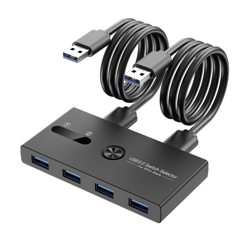   4 portas USb3.0 Switcher KVM Docking Station Interruptor de compartilhamento de impressora 2 em 4 saídas Seletor de interruptor Conversor KVM