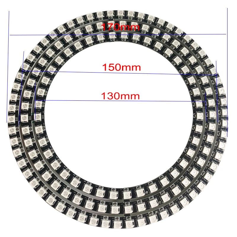 WS2812B DIY RGB LED pierścień 37 do 24 led/m okrągły moduł SK6812 5050 zintegrowany sterownik czarny PCB DC5V pełny kolor LED pierścień