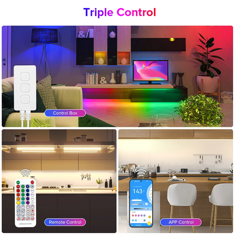 SK6812 RGBW Music Controller Built In Mic WS2814 TM1824 SM16704 UCS2904 LED Light Strip SP617E Bluetooth App IOS Android DC5V-24