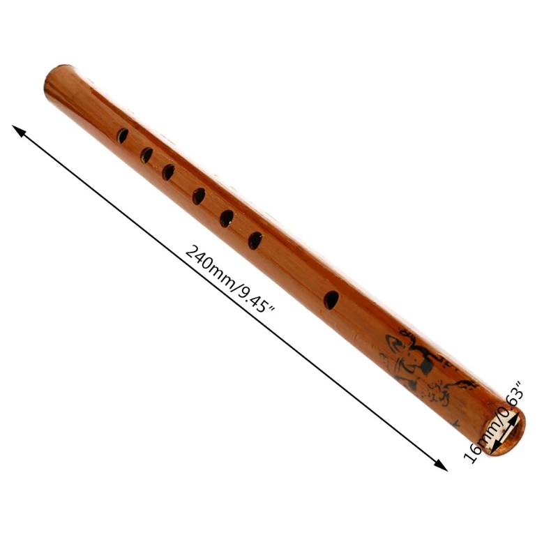 Traditional 6 Hole Bamboo Flute Clarinet Student Musical Instrument Wood Color