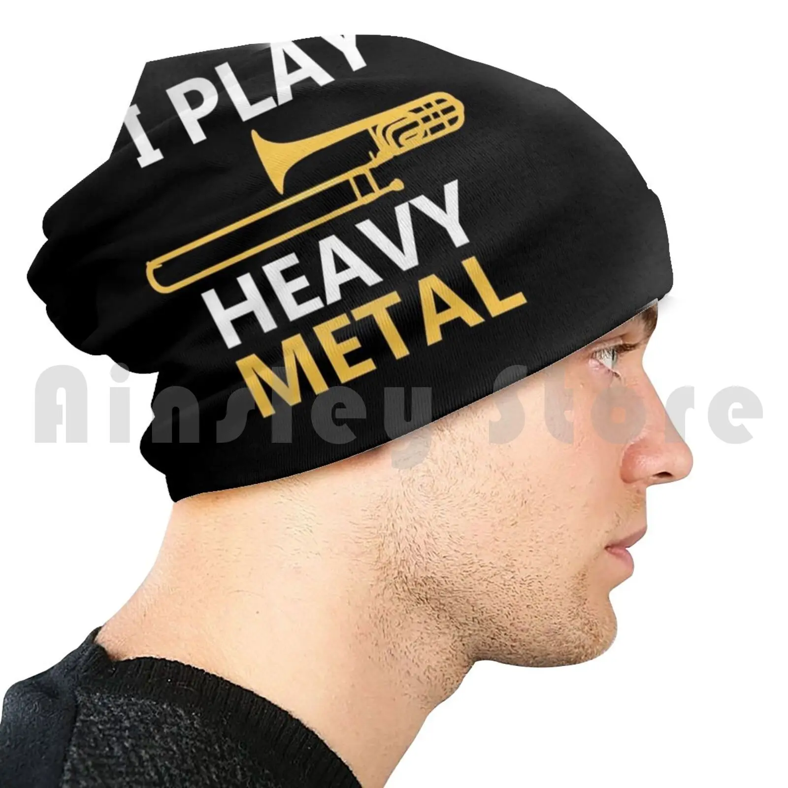 Ich spiele Heavy Metal-Posaune Music Player Shirt Mützen Strick mütze Hip Hop Band Posaune Player Musik