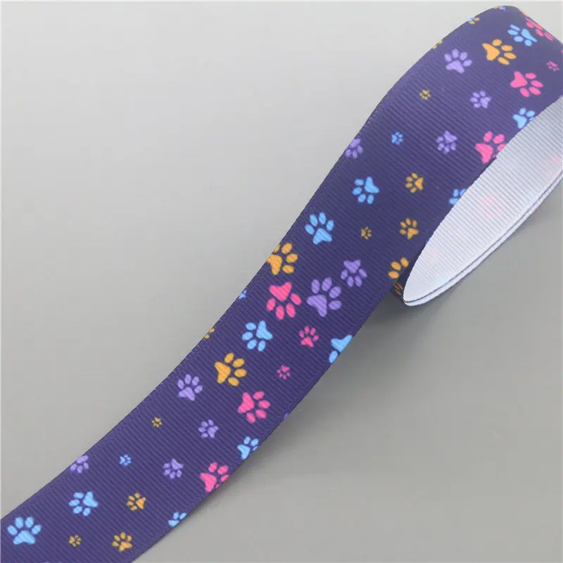 DHK 7/8\'\'5yards Dog Cat Paw Printed Grosgrain Ribbon Accessory Hairbow Headwear Decoration DIY Wholesale OEM E1887