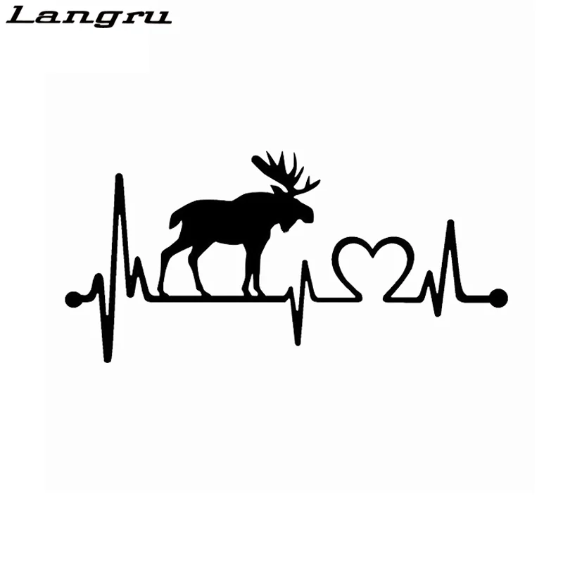 

Langru 14CM*6.7CM Moose Elk Heartbeat Lifeline Vinyl Motorcycle Car Sticker Accessories Jdm