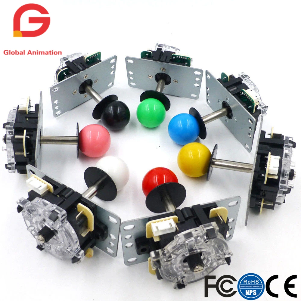 Arcade Kit with LED Silver Chrome Coin Buttons, Sanwa Joystick, USB Encoder Cable for PC Raspberry Pi, 2 Player, DIY Game Parts