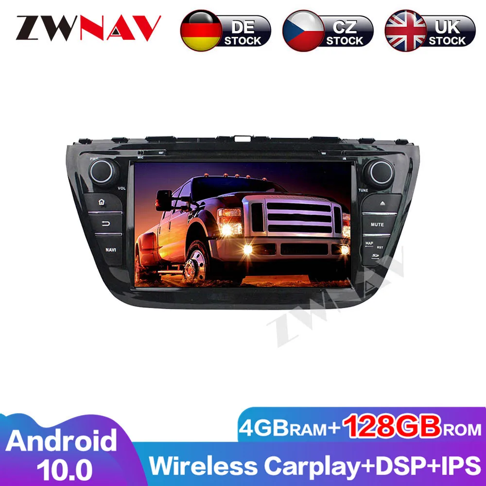 GPS 4G+128G Android 10 Auto Radio Audio Navigation For Suzuki S-Cross SX4 2014-2017 Stereo Multimedia Head Unit Car DVD Player