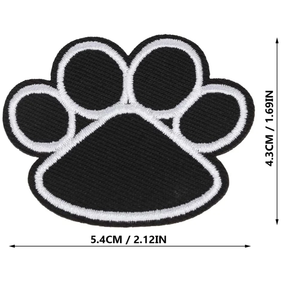 10Pcs Dog Paw Puppy Black Paw, Heart Iron On Embroidered Patches Appliques Sewing Cloth for Clothing