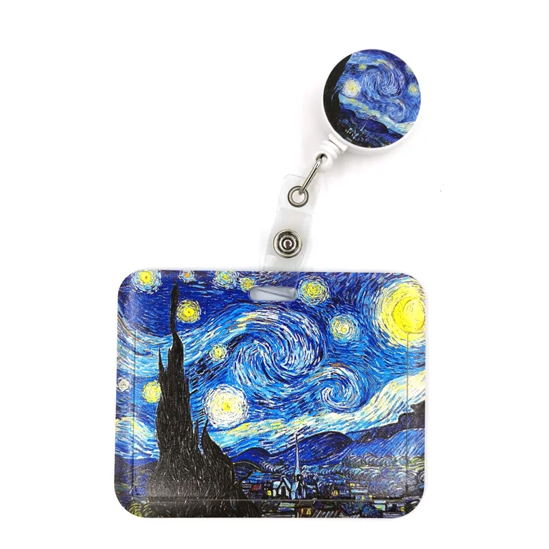 Van gogh Ölgemälde Starry Sky Lanyard Kreditkarte ID Halter Tasche Student Frauen Reise Karte Abdeckung Abzeichen Keychain Dekorationen