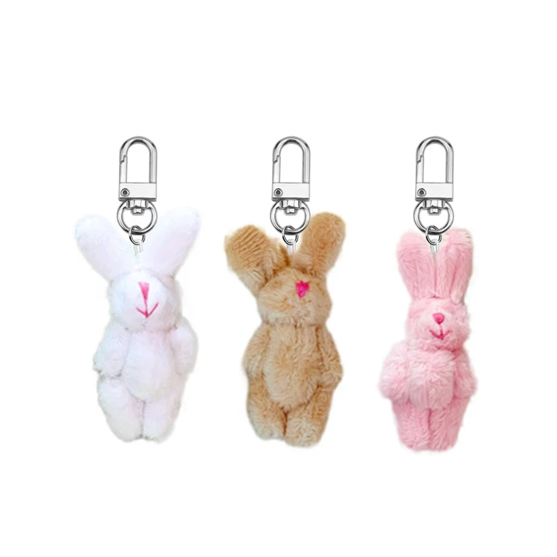 Cute Girls Fluffy Fur Mini Rabbit spilla per le donne Tiny Bunny Pin Coat maglione cappello zaino Badge gioielli regali per feste