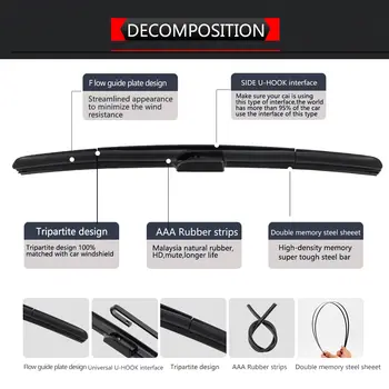 汽車雨刷片通用側U型鉤14/16/17/18/19/20/21/22/24/26吋擋風玻璃橡膠雨刷汽車配件1零件裝 10 最佳銷售 三葉雨刷片 - №6