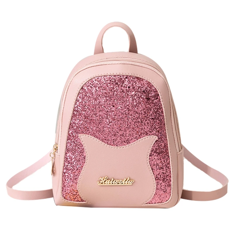 066F Girl\'s Small Backpack Fashion Sequin Shoulder Bag Women Multi-Function Anti-theft Rucksack Mini Dayack for Teenage