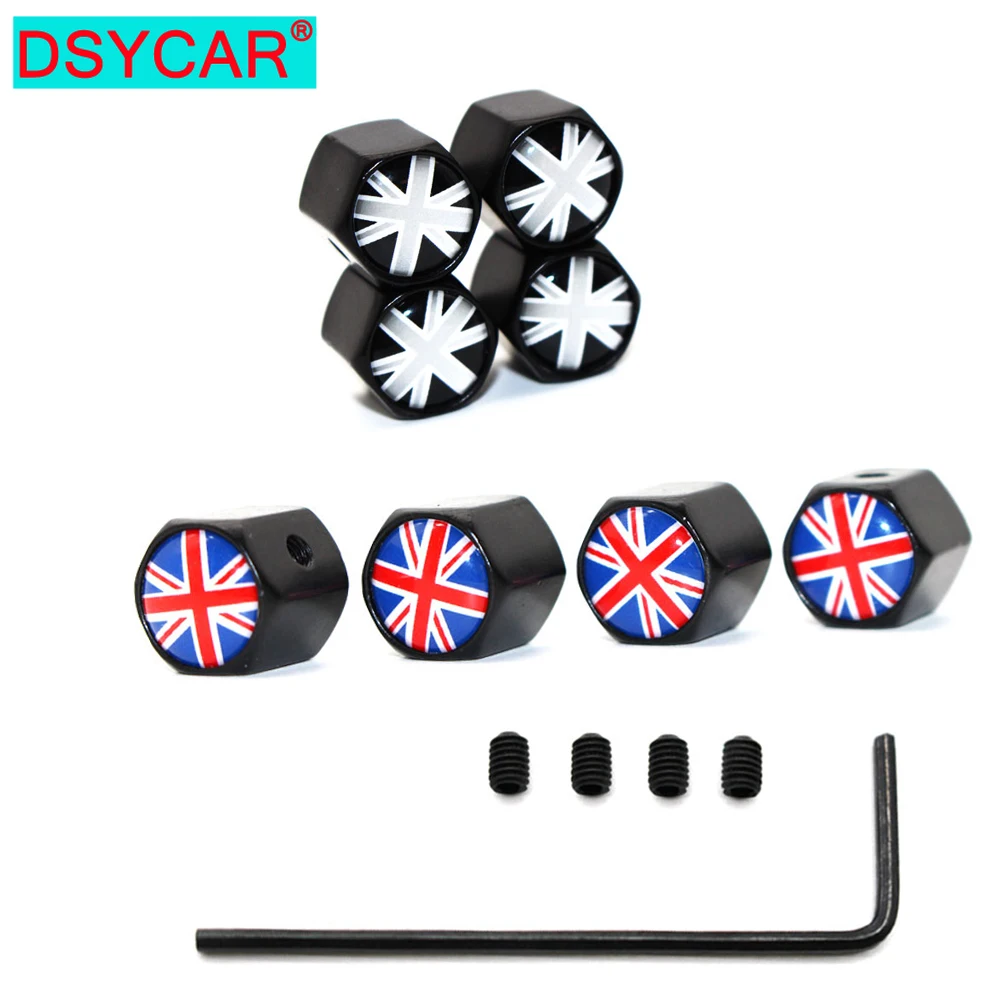 

DSYCAR 5 Pcs/Set Car Styling Zinc Alloy Anti-theft England Flag Car Tire Valve Caps Wheel Tires Tire Stem Air Cap Airtight Cover