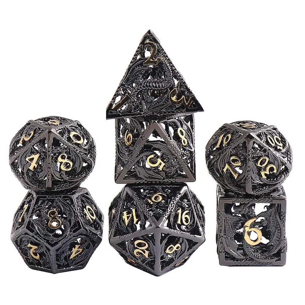 

Metal Dice DND Set Role-Playing D&D 7 Pure Copper Hollow polyhedral dice Suitable for Dungeons and Dragon RPG dungeon dragon